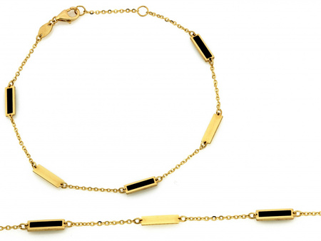 Bransoletka złota z prostokątami z czarną emalią