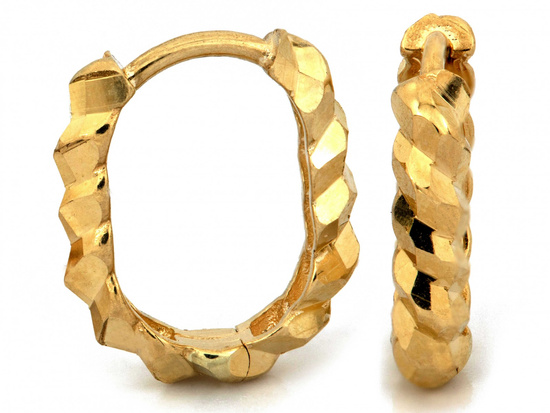 Kolczyki złote błyszczące oryginalne owalne