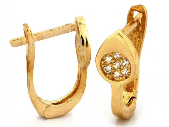 Kolczyki złote angielskie subtelne z cyrkoniami