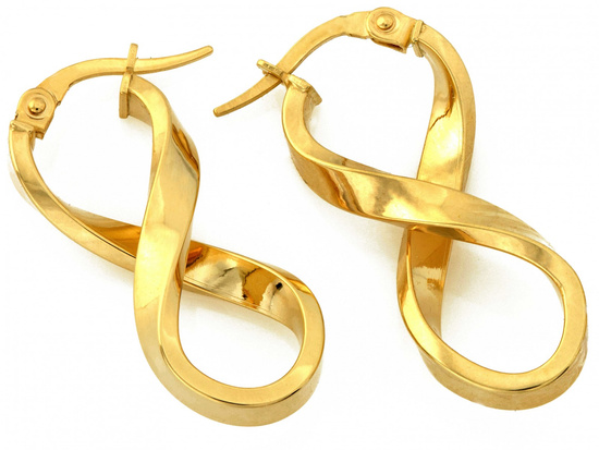 Kolczyki złote modne przeplatane nieskończoności sztywne