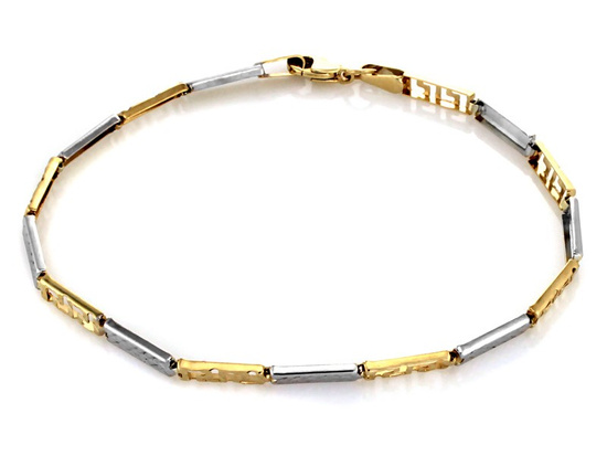 Bransoletka ze sztywnych elementów dwa kolory złota