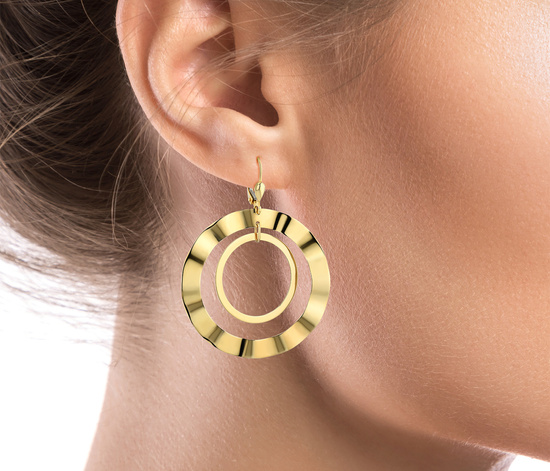 Złote kolczyki 585 - wiszące okazałe koła