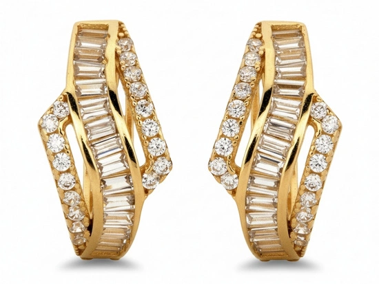 Kolczyki złote małe kółeczka z cyrkoniami