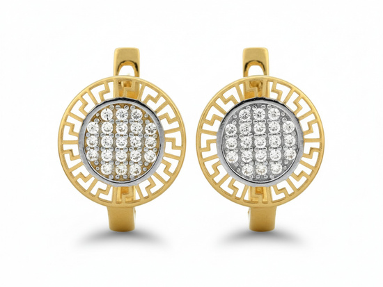 Kolczyki złote angielskie okrągłe z cyrkoniami