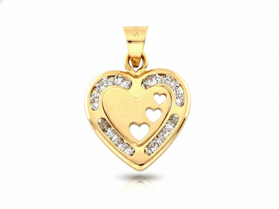 Zawieszka złota małe serce z cyrkoniami