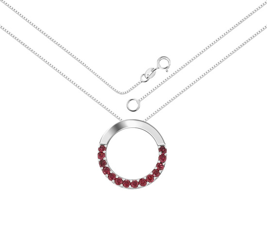 Naszyjnik srebrny 925 z 14 naturalnymi rodolitami - koło