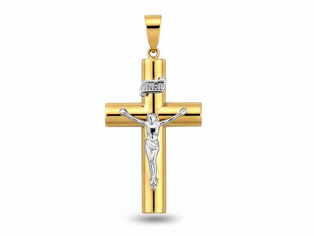 Efektowny duży krzyżyk zawieszka z białym wizerunkiem