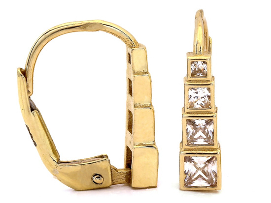 Kolczyki złote angielskie z cyrkoniami