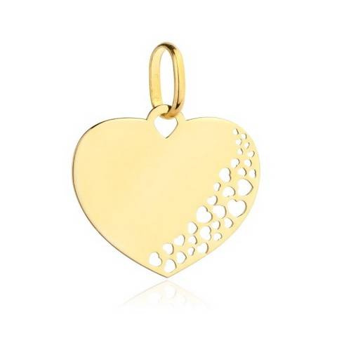 Złota zawieszka 585 - ażurowe serce