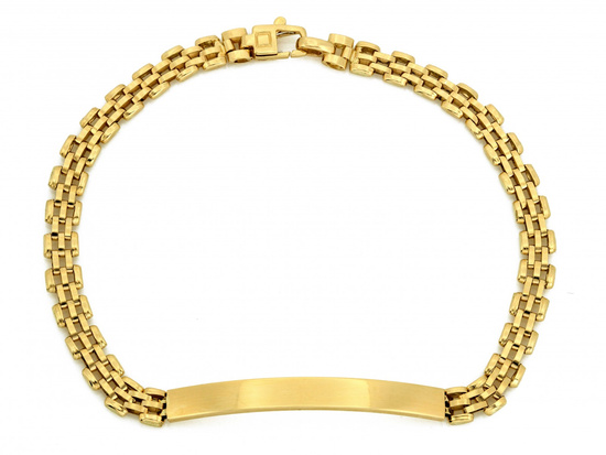 Bransoletka złota męska z blaszką pod grawer