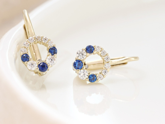 Kolczyki złote angielskie z cyrkoniami