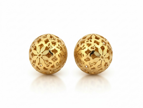 Kolczyki złote ażurowa kulka na sztyfcie