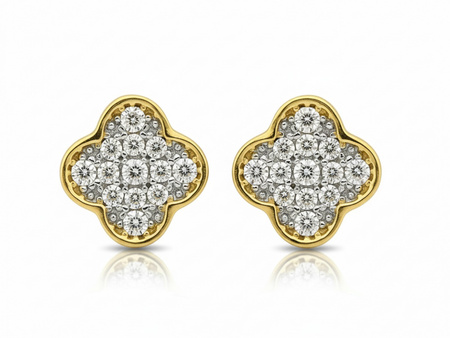 Kolczyki złote kwiatki z cyrkoniami na sztyfcie