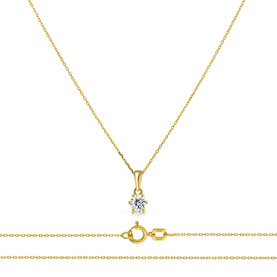 Złoty naszyjnik 585 - klasyczny z cyrkonią