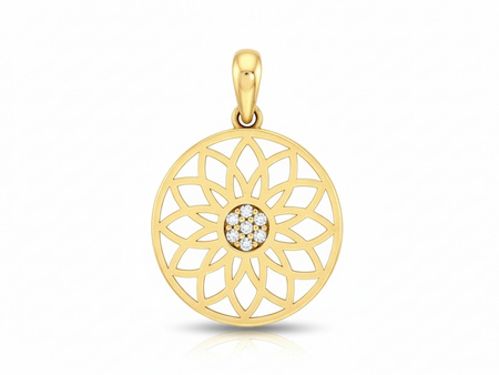 Zawieszka złota okrągła ażurowa z cyrkoniami