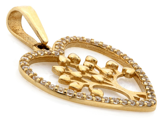 Zawieszka złota drzewko szczęścia w sercu