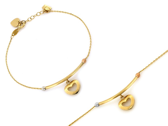 Złota bransoletka z sercem oryginalna