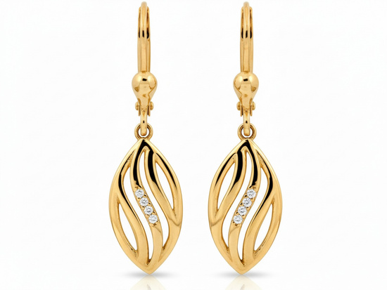 Kolczyki złote wiszące ażurowe wygodne zapięcie