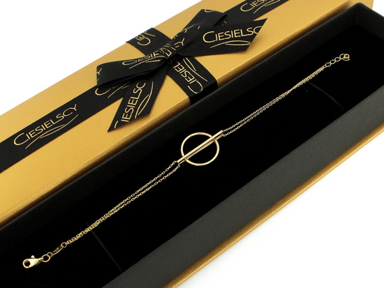 Złota bransoletka z nowoczesną okrągłą ozdobą podwójna