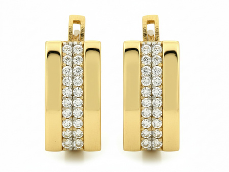 Delikatne złote kolczyki angielskie z cyrkoniami