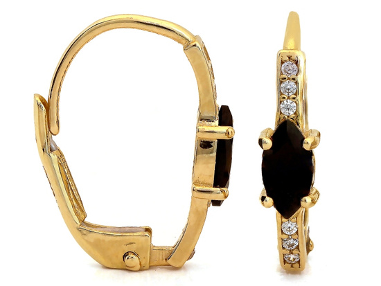 Kolczyki złote angielskie z czarnym kamieniem