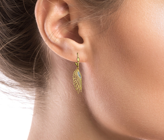 Złote kolczyki 375 wiszące - skrzydła