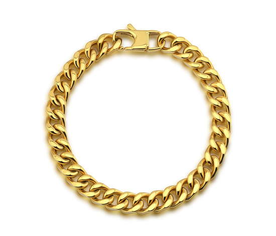 Złota bransoletka - pancerka ze stali pokryta złotem - 21,5 cm