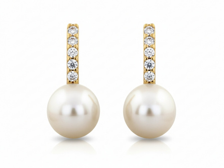 Kolczyki złote z perłą na sztyfcie