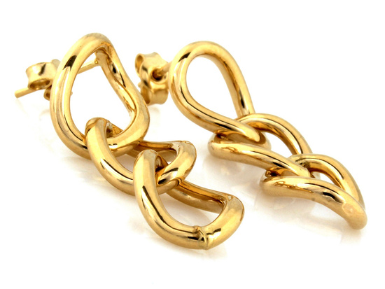 Kolczyki złote wiszące na sztyfcie