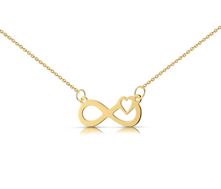 Złoty naszyjnik 585 - nieskończoność z serduszkiem