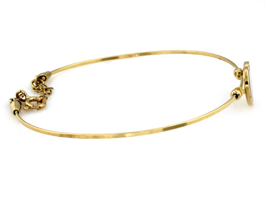 Bransoletka złota sztywna bange serce z masą perłową