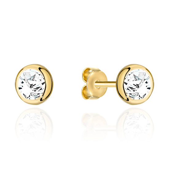 Złote kolczyki 585 - kółeczka z cyrkoniami