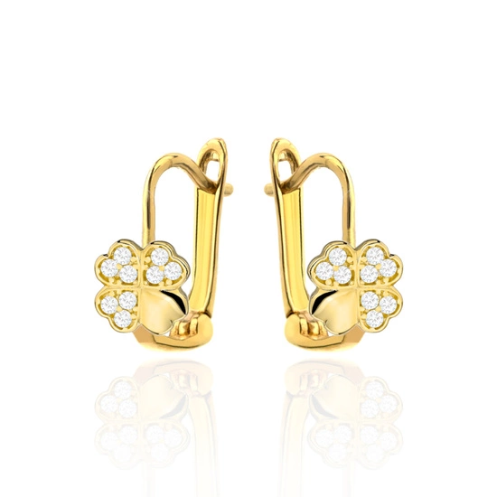 Złote kolczyki 585 koniczynki