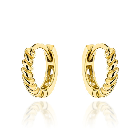 Złote kolczyki 585 kółeczka żłobione