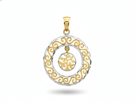 Zawieszka złota dwukolorowa misterny ażur