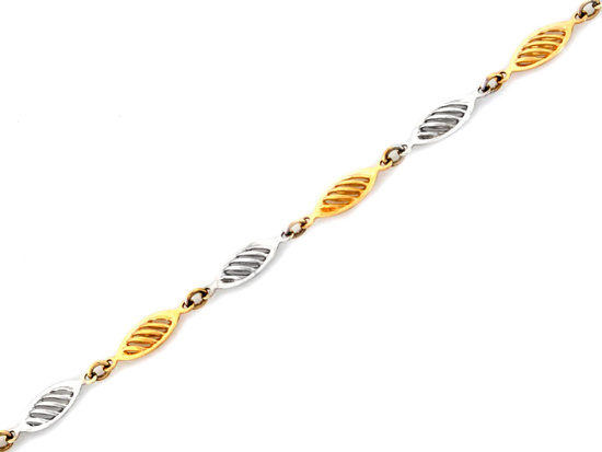 Bransoletka złota dwukolorowa z ażurowych elementów