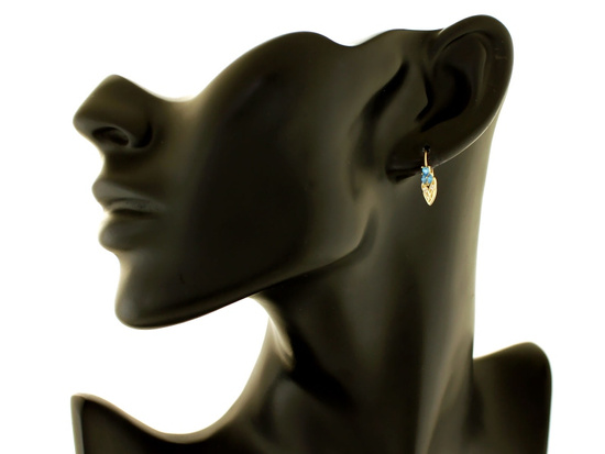 Kolczyki złote z niebieskimi kamieniami angielskie zapięcie 