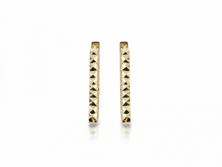 Złote kolczyki angielskie prostokątne błyszczące