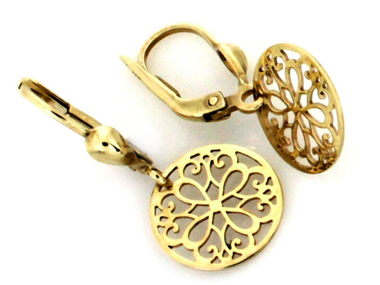 Ażurowe okragłe kolczyki wiszące