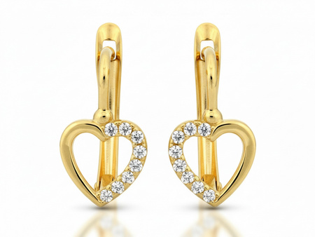 Złote kolczyki z sercami wygodne zapięcie