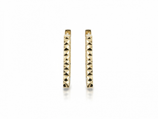 Złote kolczyki angielskie prostokątne błyszczące