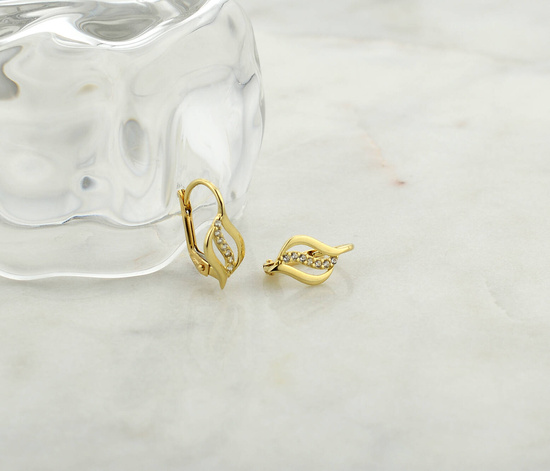 Złote kolczyki 585 z cyrkoniami - klasyczne