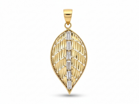 Zawieszka złota błyszczący liść ażurowy