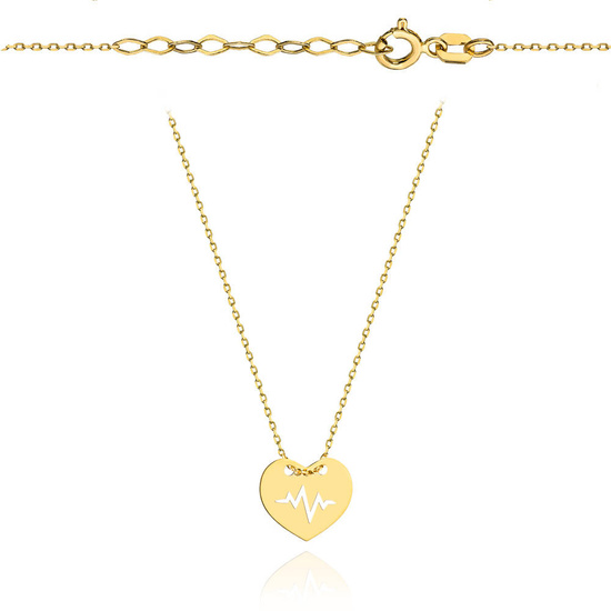 Złoty naszyjnik 585 - serce z linią życia