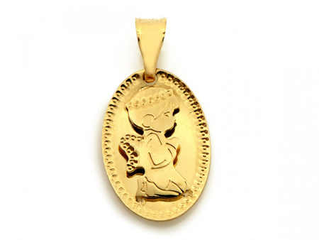 Zawieszka złota klęczący aniołek medalik
