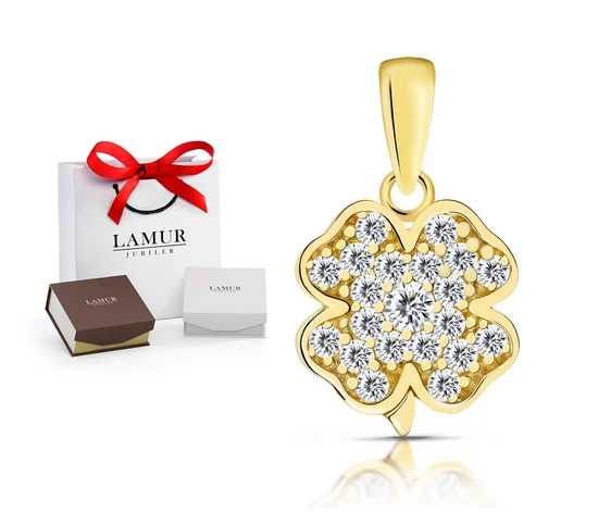 Złota zawieszka 585 - koniczynka