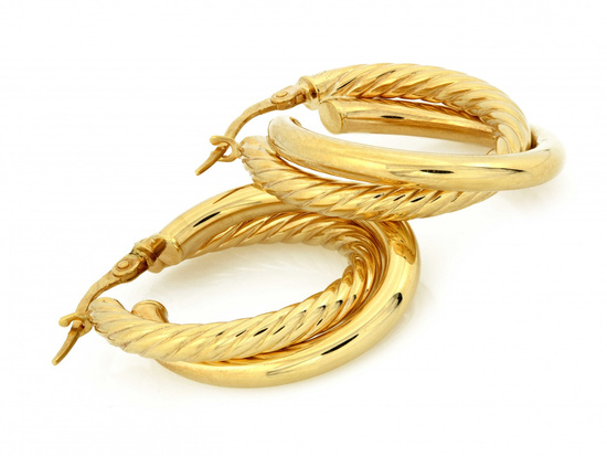 Kolczyki złote podwójne owalne