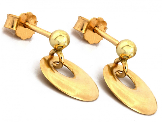 Delikatne złote kolczyki wiszące okrągłe na sztyfcie