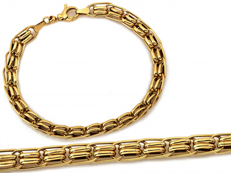 Bransoletka złota gruby splot z przeplatanych ogniw