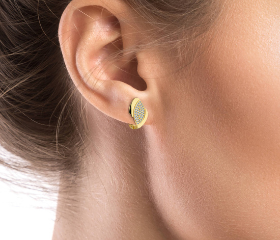 Złote kolczyki 585 z cyrkoniami - klasyczne